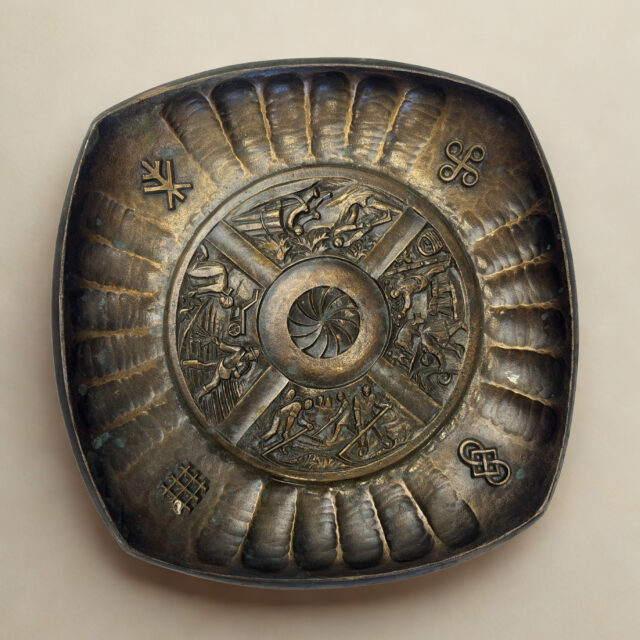 Monumental Hand-Hammered Copper Charger "The Slavic Cycle"