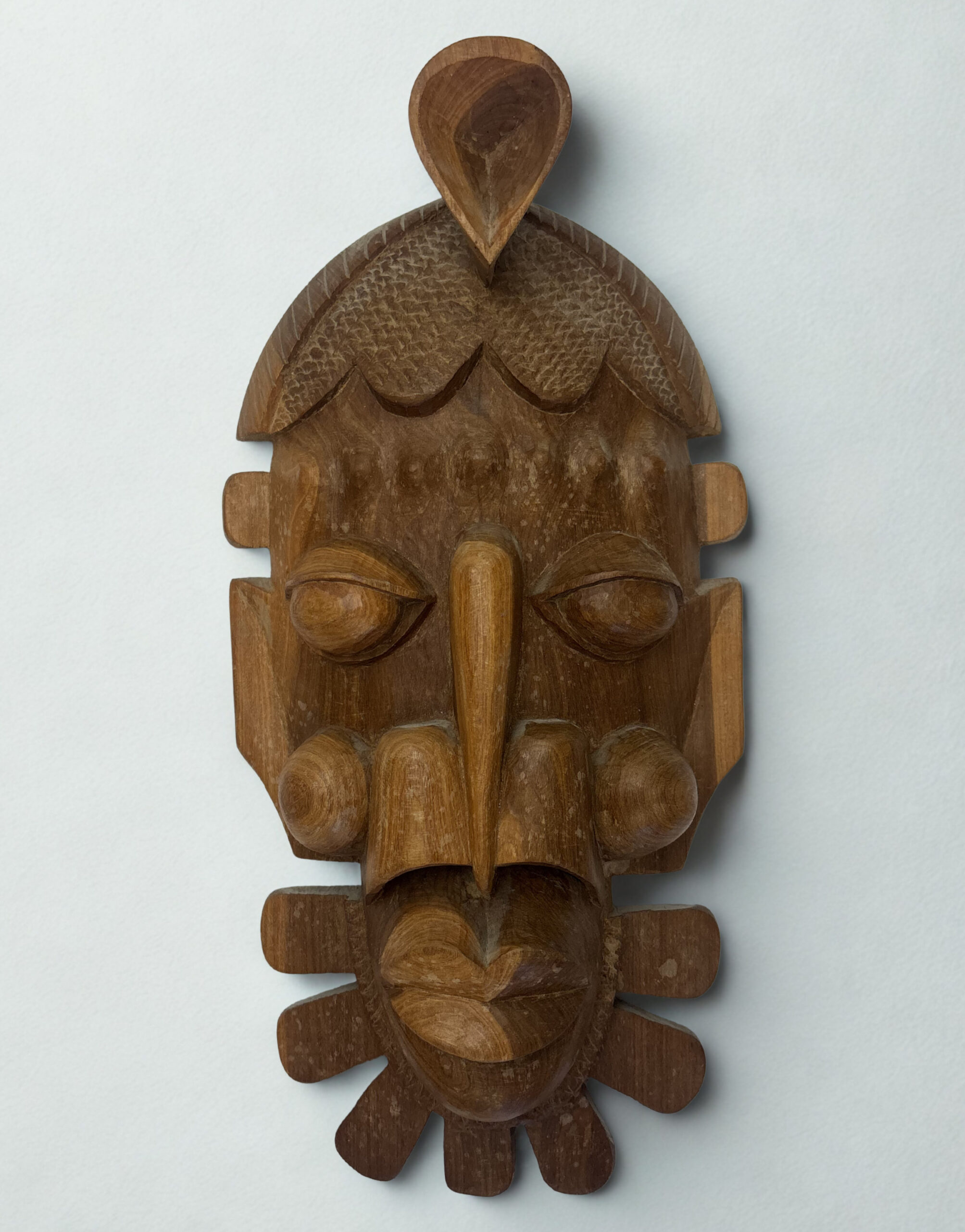 African Masterpiece: Hand-Carved Ritual Mask with Sacred Bird Totem